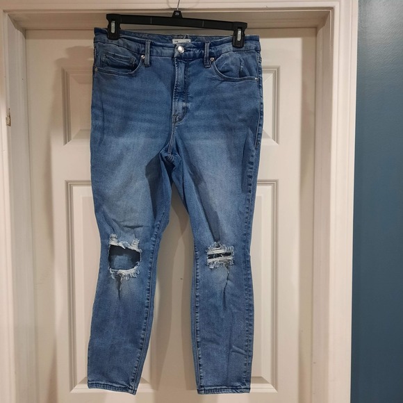 Good American Denim - Good American Jeans Womens 15 Good Legs Crop Skinny High Rise‎ Denim Distressed